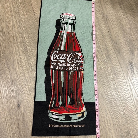 Coca Cola Tapestry Needlepoint Fabric Wall Banner 13 x 30 Coke Bottle Trademark - Picture 6 of 7